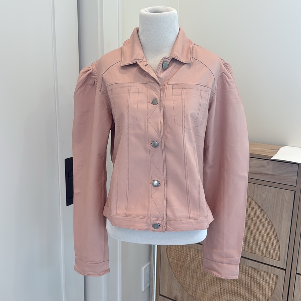 JKT NYC ARIEL BURNISHED LEATHER JACKET PETAL